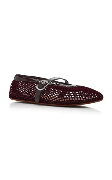 Alaïa Velvet-Effect Fishnet Ballet Flats | Thumbnail 3 Alaïa Velvet-Effect Fishnet Ballet Flats | Thumbnail 3