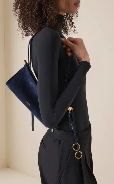 ALAÏA Le Click E/W Suede Shoulder Bag | Thumbnail 2 ALAÏA Le Click E/W Suede Shoulder Bag | Thumbnail 2