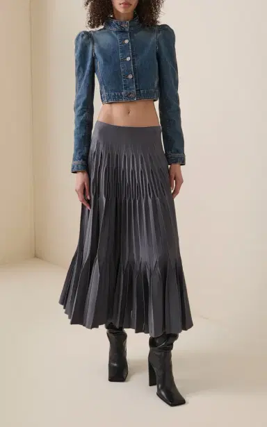 Alaïa Pleated Silk-Blend Midi Dress | Thumbnail 2 Alaïa Pleated Silk-Blend Midi Dress | Thumbnail 2