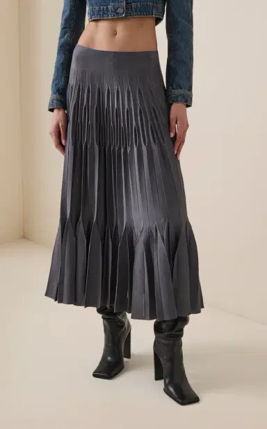 Alaïa Pleated Silk-Blend Midi Dress | Thumbnail 3 Alaïa Pleated Silk-Blend Midi Dress | Thumbnail 3