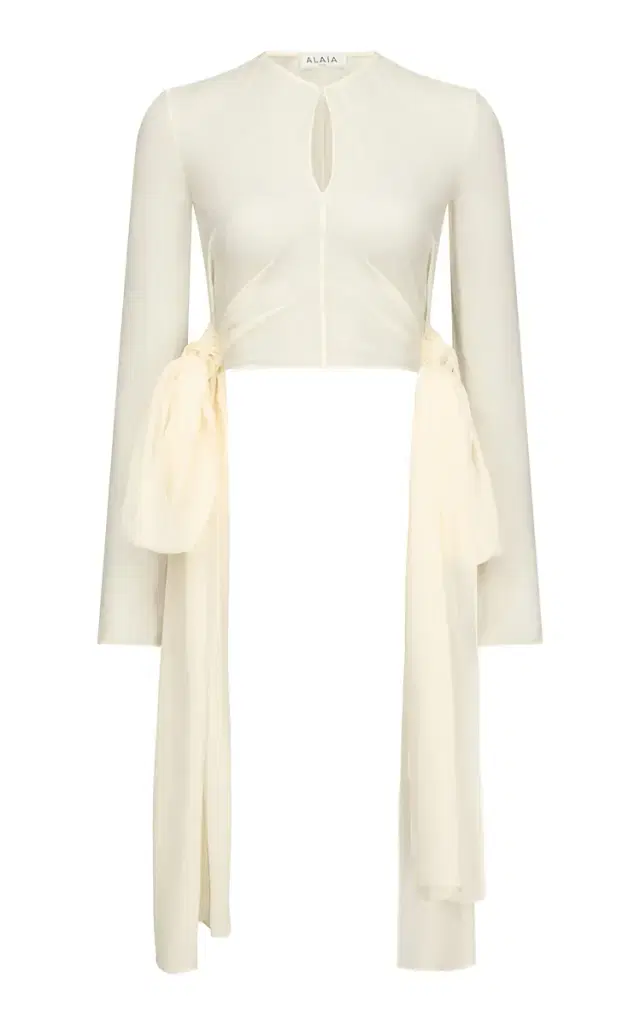 ALAÏA Bow-Detailed Jersey Blouse