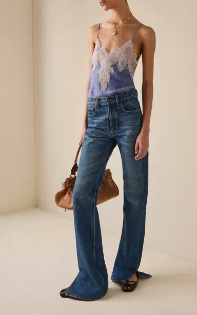 Chloé Lace-Trimmed Silk-Jacquard Lingerie Top | Thumbnail 3 Chloé Lace-Trimmed Silk-Jacquard Lingerie Top | Thumbnail 3