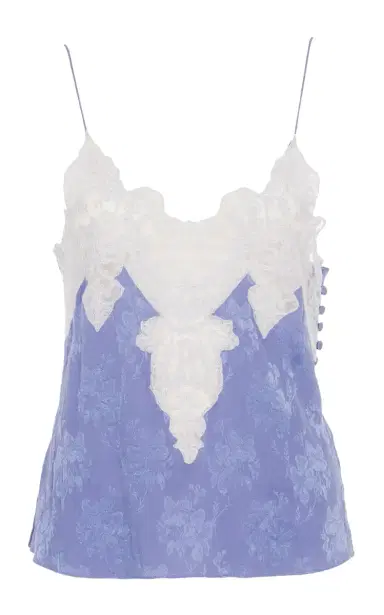 Chloé Lace-Trimmed Silk-Jacquard Lingerie Top | Thumbnail 1 Chloé Lace-Trimmed Silk-Jacquard Lingerie Top | Thumbnail 1