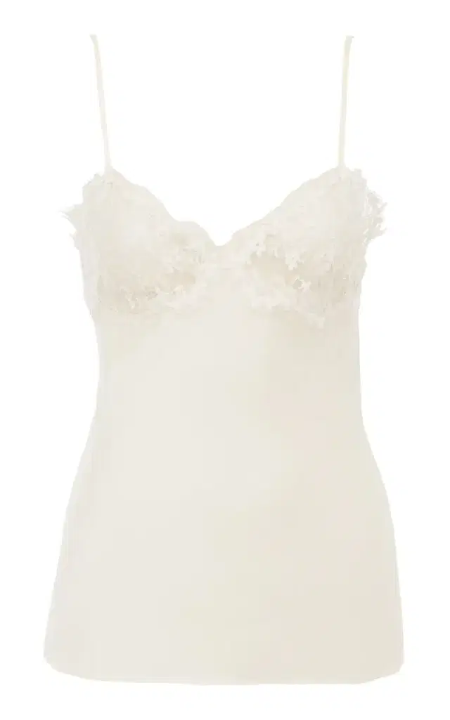 Chloé Lace-Trimmed Silk Satin Top
