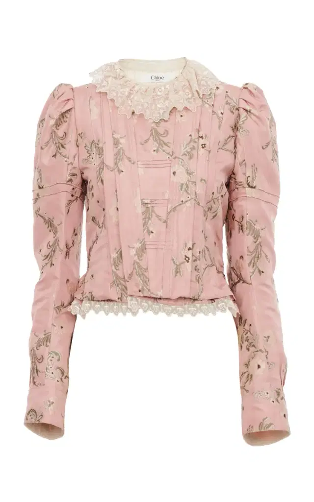 Chloé Fitted Floral Taffeta Jacquard Jacket