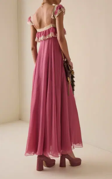 Chloé Flou Ruffled Organic Silk Mousseline Gown | Thumbnail 4 Chloé Flou Ruffled Organic Silk Mousseline Gown | Thumbnail 4