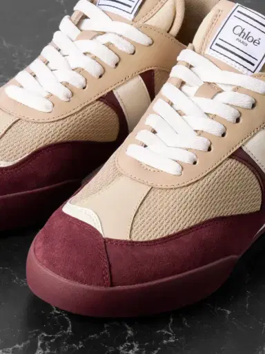 Chloé Kick Leather And Suede-trimmed Mesh Sneakers | Thumbnail 4 Chloé Kick Leather And Suede-trimmed Mesh Sneakers | Thumbnail 4