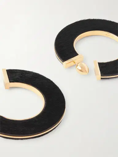 Alaïa Gold-tone Calf Hair Hoop Earrings | Thumbnail 3 Alaïa Gold-tone Calf Hair Hoop Earrings | Thumbnail 3