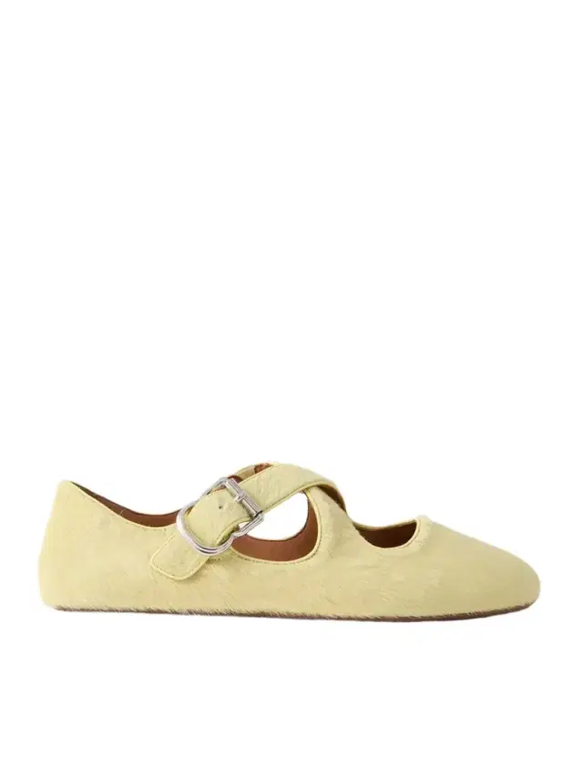Criss Cross Leather-trimmed Calf Hair Ballet Flats