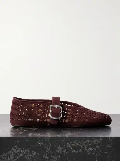 Alaïa Laser-cut Suede Ballet Flats | Thumbnail 1