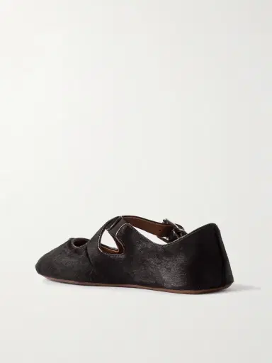 Alaïa Criss Cross Leather-trimmed Calf Hair Ballet Flats | Thumbnail 3 Alaïa Criss Cross Leather-trimmed Calf Hair Ballet Flats | Thumbnail 3