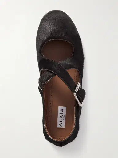 Alaïa Criss Cross Leather-trimmed Calf Hair Ballet Flats | Thumbnail 5 Alaïa Criss Cross Leather-trimmed Calf Hair Ballet Flats | Thumbnail 5