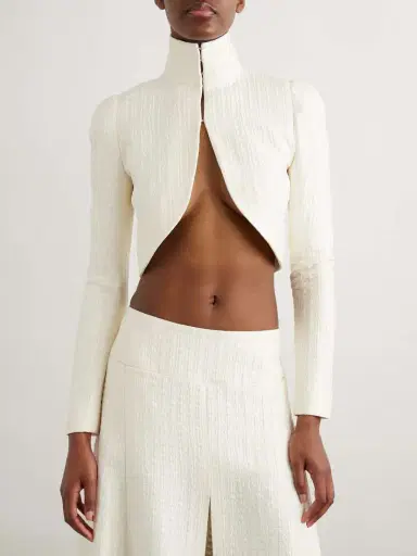 Alaïa Cropped Silk-cloqué Jacket | Thumbnail 3