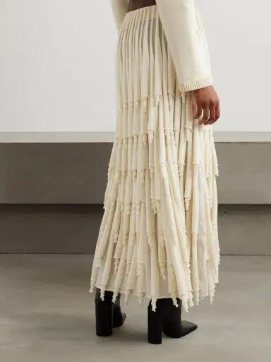 Alaïa Tiered Pleated Wool And Silk-blend Midi Skirt | Thumbnail 4