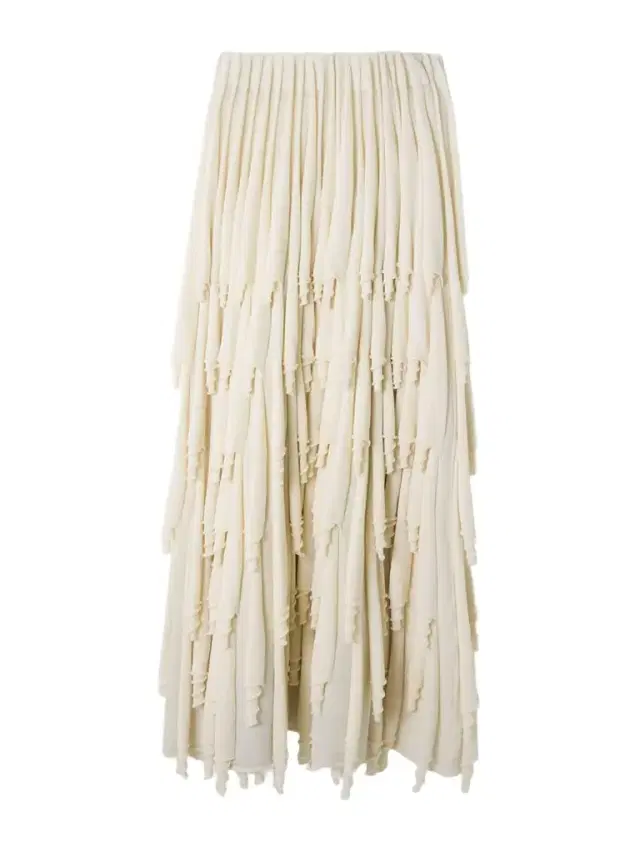 Tiered Pleated Wool And Silk-blend Midi Skirt