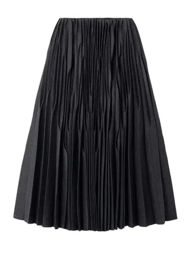 Pleated Wool Midi Skirt