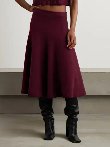 Alaïa Pleated Knitted Cashmere-blend Midi Skirt | Thumbnail 3