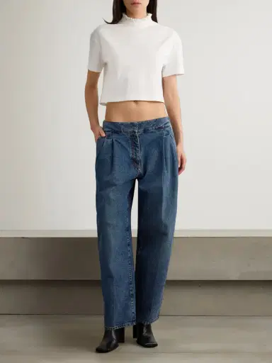 Alaïa Cropped Ruffled Cotton-jersey Turtleneck T-shirt | Thumbnail 2 Alaïa Cropped Ruffled Cotton-jersey Turtleneck T-shirt | Thumbnail 2