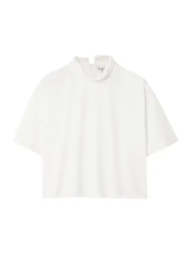 Alaïa Cropped Ruffled Cotton-jersey Turtleneck T-shirt | Thumbnail 1 Alaïa Cropped Ruffled Cotton-jersey Turtleneck T-shirt | Thumbnail 1