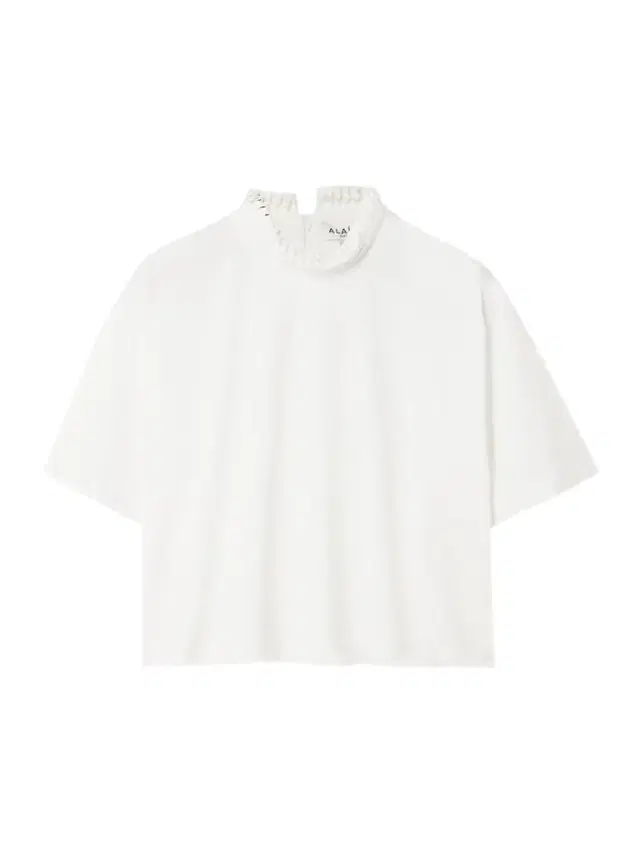Alaïa Cropped Ruffled Cotton-jersey Turtleneck T-shirt