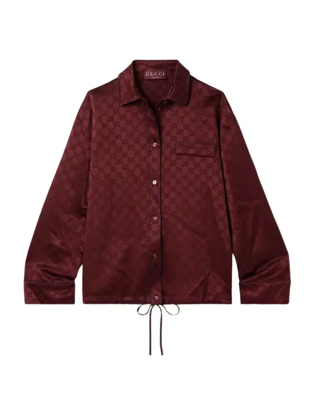 Tie-front Satin-jacquard Shirt