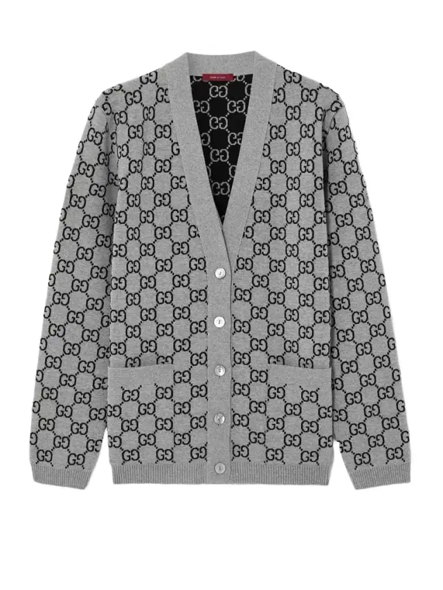 Reversible Jacquard-knit Wool-blend Cardigan