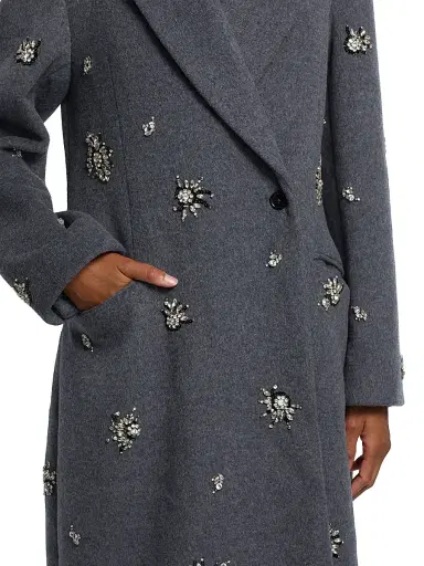 Simkhai Women's Gianni Embellished Coat - Heather Grey - Size XS | Thumbnail 6 Simkhai Women's Gianni Embellished Coat - Heather Grey - Size XS | Thumbnail 6