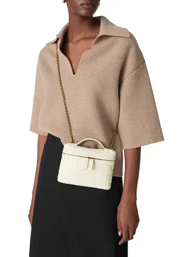 Bottega Veneta Women's Small Intrecciato Leather Vanity Case - Sea Salt Brass | Thumbnail 2 Bottega Veneta Women's Small Intrecciato Leather Vanity Case - Sea Salt Brass | Thumbnail 2