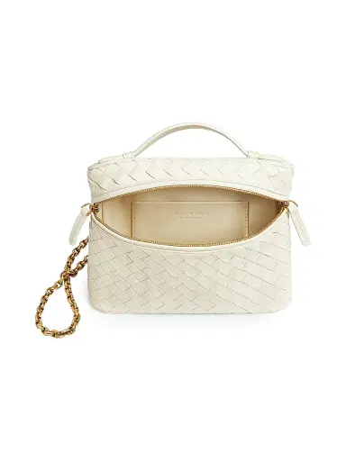 Bottega Veneta Women's Small Intrecciato Leather Vanity Case - Sea Salt Brass | Thumbnail 3 Bottega Veneta Women's Small Intrecciato Leather Vanity Case - Sea Salt Brass | Thumbnail 3