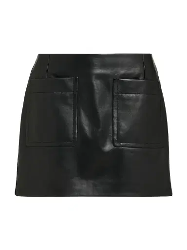 Bottega Veneta Women's Leather Patch Pocket Miniskirt - Black - Size 2 | Thumbnail 1