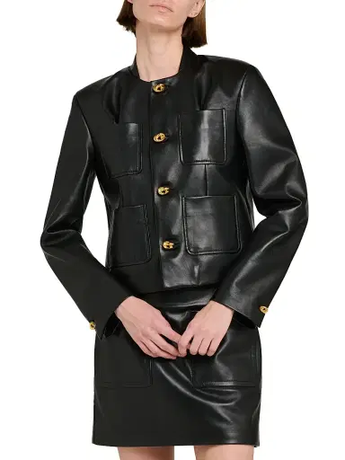 Bottega Veneta Women's Leather Patch Pocket Jacket - Black - Size 8 | Thumbnail 3