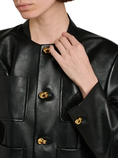 Bottega Veneta Women's Leather Patch Pocket Jacket - Black - Size 8 | Thumbnail 7