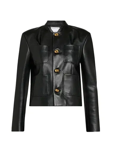 Bottega Veneta Women's Leather Patch Pocket Jacket - Black - Size 8 | Thumbnail 1