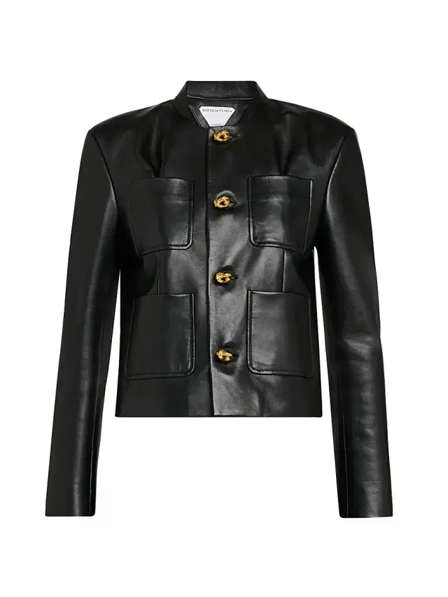 Bottega Veneta Women's Leather Patch Pocket Jacket - Black