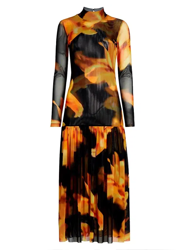 MISA Los Angeles Women's Leylani Floral Mesh Maxi Dress - Yellow Floral