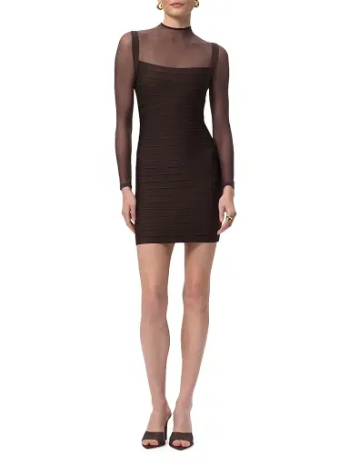 Hervé Léger Women's The Amy Bandage Body-Con Minidress - Walnut | Thumbnail 2