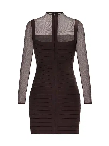 Hervé Léger Women's The Amy Bandage Body-Con Minidress - Walnut | Thumbnail 3