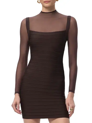 Hervé Léger Women's The Amy Bandage Body-Con Minidress - Walnut | Thumbnail 4