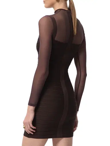 Hervé Léger Women's The Amy Bandage Body-Con Minidress - Walnut | Thumbnail 6