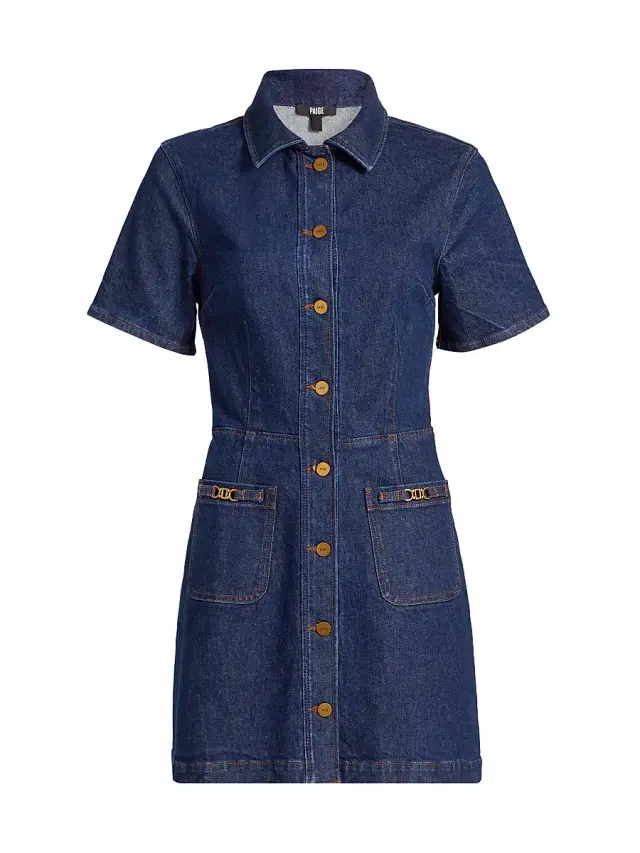PAIGE Women's Clementine Denim Mini-Shirtdress - Bijoux