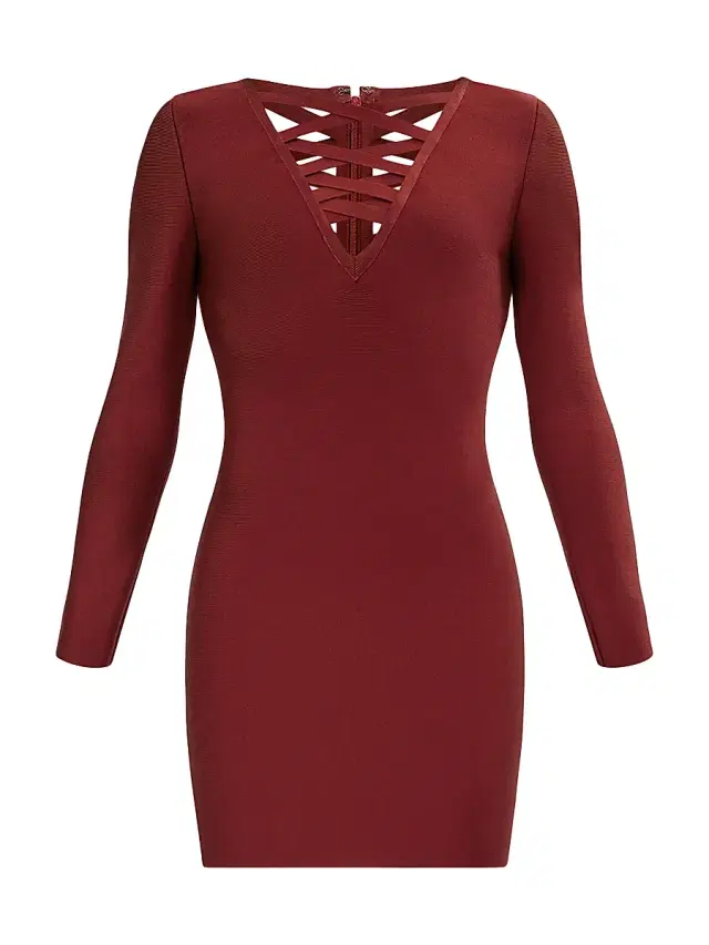 Hervé Léger Women's The Tabitha Strappy Body-Con Minidress - Cabernet