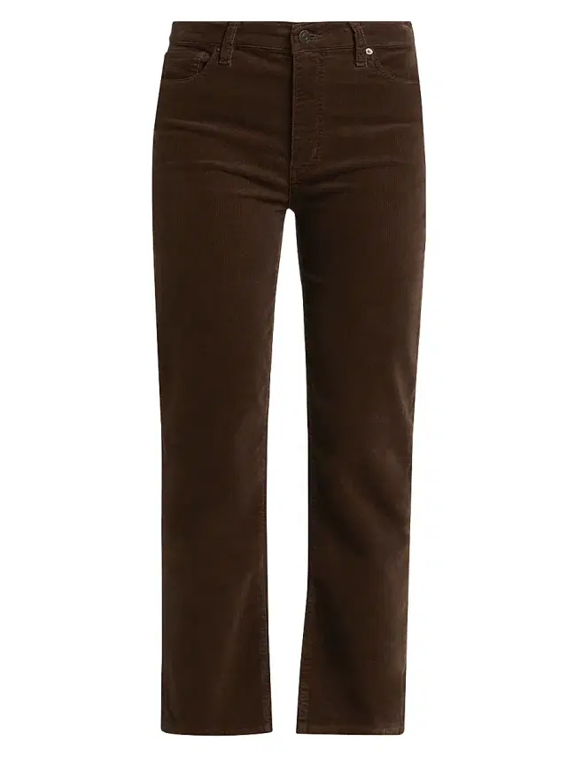 FRAME Women's Le Sleek Straight Cotton-Blend Corduroy Pants - Bitter Chocolate