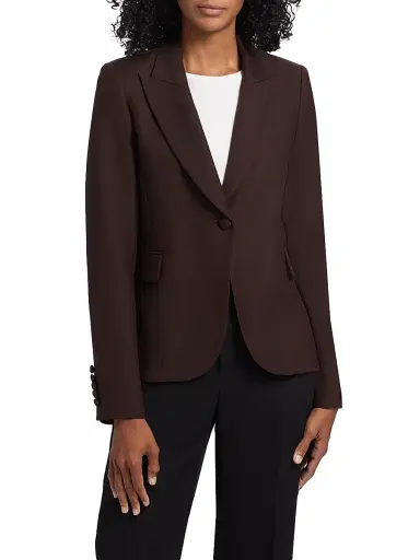 Adam Lippes Women's Logan Wool-Silk Blended Blazer - Mocha | Thumbnail 3