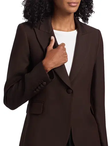 Adam Lippes Women's Logan Wool-Silk Blended Blazer - Mocha | Thumbnail 6