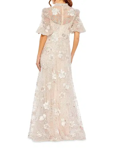 Mac Duggal Women's Floral-Embroidered Puff A-Line Gown - Blush - Size 4 | Thumbnail 2