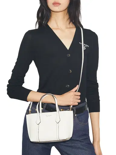 Tory Burch Women's Mini Perry Leather Tote Bag - Warm White | Thumbnail 2