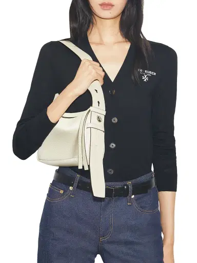 Tory Burch Women's Small Romy Leather Shoulder Bag - Light Cream | Thumbnail 2 Tory Burch Women's Small Romy Leather Shoulder Bag - Light Cream | Thumbnail 2