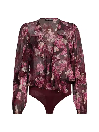 Generation Love Women's Nikali Floral Wrap-Style Bodysuit - Burgundy Fleur Multi | Thumbnail 1 Generation Love Women's Nikali Floral Wrap-Style Bodysuit - Burgundy Fleur Multi | Thumbnail 1