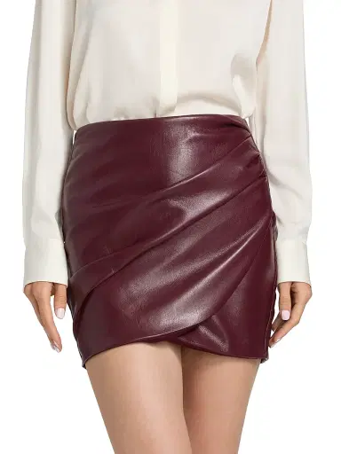 Generation Love Women's Shyann Faux Leather Mini Wrap Skirt - Cabernet | Thumbnail 3 Generation Love Women's Shyann Faux Leather Mini Wrap Skirt - Cabernet | Thumbnail 3