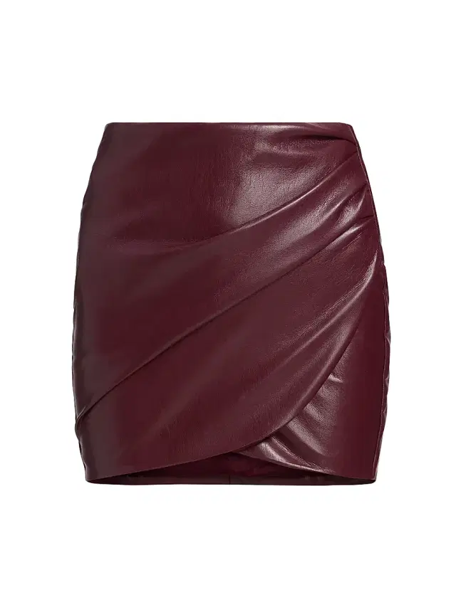 Generation Love Women's Shyann Faux Leather Mini Wrap Skirt - Cabernet